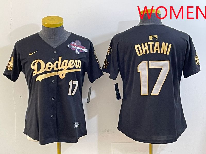 Women Los Angeles Dodgers #17 Ohtani Black Gold Game 2025 Nike MLB Jersey style 2